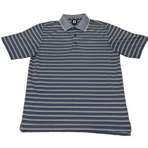 FootJoy ProDry Golf Polo Shirt Mens Large Blue White Striped Performance FJ